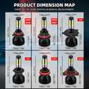 Custom for Kia Sorento 2014 2015 2016 2017 2018 Light Bulbs High Low Beam Combo Bulb 6000K White 25000LM Lamp Easy Installation 4PCS
