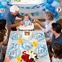 96Pcs Welcome Home Baby Boy Party Decorations Welcome Baby Boy Birthday Plates and Napkins Tableware Sets for Boys Baby Shower Gender Reveal Newborn Birthday Party Supplies Serves 24