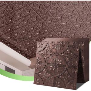 Art3d Fancy Classic Style Drop Ceiling Tiles, 2 x 2 ft, Antique Copper PVC, Lightweight, Waterproof, Easy to Wipe Clean, Compatible with Grid System, Suitable for Kitchen, Bathroom, Basement, Size: 12