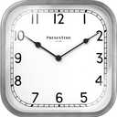 Presentime & Co 10" Anton Vintage Square Clock, Silent No Ticking, Wall & Mantel 2 in 1, Desk and Shelf Clock, Tabletop Dcor, Modern Silver Color