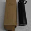 24 oz Insulated Water Bottle with Handle, 304 Stainless Steel Water Bottles with Wide Mouth, Double Wall Vacuum Sports Water Bottle, BPA Free, Keep Cold and Hot, Black