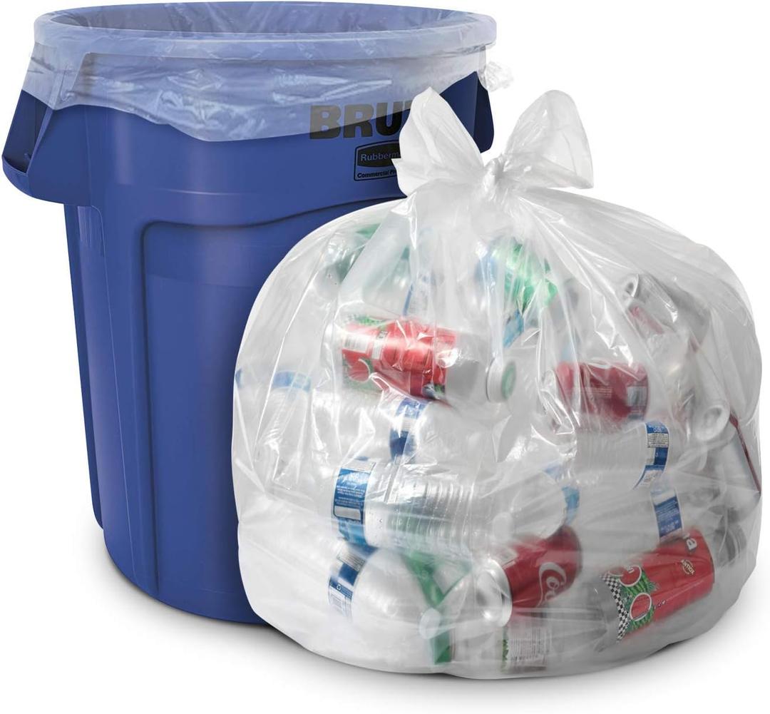 Aluf Plastics 33 Gallon Clear Trash Bags - 33" x 39" - 1.5 MIL (eq) - CSR Series - Heavy Duty Industrial Liners Clear Garbage Bags for Recycling, Contractors, Storage, Outdoor, 5 Count 