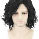 Topcosplay Mens Hair Wig Black Short Curly Fluffy Cosplay Halloween Costume Party Wigs
