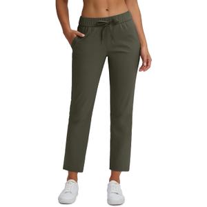 Women's Golf Pants with Deep Pockets Stretch 7/8 High Waisted Travel Pants Ankle Pants Casual (Gray, M)