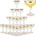 50 Pcs Plastic Champagne Coupe Glasses for Parties, 5 oz Disposable Champagne Glasses Unbreakable Acrylic Martini Glasses (Gold)
