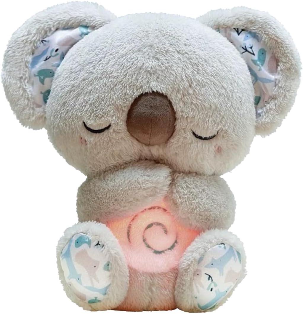 Relief Koala Breathing Stuffed Animal Baby Sound Machine Soother Koala Bear Anxiety with Sensory Details Music Lights Rhythmic Breathing Motion (Grey) (Grey)