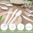 360 Count Compostable Cutlery Set - 150 Forks, 150 Spoons, 60 Knives. Extra Heavy Duty Silverware, Heat Resistant & BPA-Free. Disposable Utensils for Wedding, Party, Daily Use.