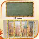 Spiareal 68.9 Feet Autumn Leaves Border Bulletin Board Border Flower Beach Sun Eucalyptus Paw Flag Hat Balloon Sailboat for Classroom Boards Wall Decor