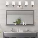 MELUCEE 5-Light Bathroom Light Fixtures Brushed Nickel Finish, Modern Vanity Light Industrial Wall Lamp with Clear Hammered Glass Shade for Powder Room Bedroom