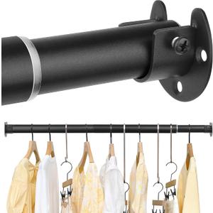FIRJOY Closet Rods for Hanging Clothes (Black, 18.0" - 52.0")