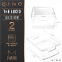 BINO | Plastic Storage Bins, Medium - 2 Pack | THE LUCID COLLECTION | Multi-Use Built-In Handles | BPA-Free | Clear Storage Containers | Fridge Organizer | Pantry & Home Organization