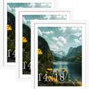 14x18 White Picture Frame, Poster Frame for Wall, 3 Pack | Fits 12x16 Photos With Mat or 14x18 Without Mat, Vertical or Horizontal Wall Mount, Artwork, Gallery Wall & Home Decor