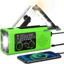 NITIGO Radios for Emergency, Multifunction Solar Charger Hand Crank NOAA Weather AM/FM Radio 4000mAh with USB Charged, Reading Lamp, Flashlight, SOS Alarm, Headphone Jack for Camping Emergencies (Green)