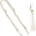 PATIKIL Purse Chain Strap, 24 Inch Leather Chain Straps Purse Strap Replacement Flat Chain Strap with Tassel for Shoulder Crossbody Bag Handbag Woman, Khaki/Gold