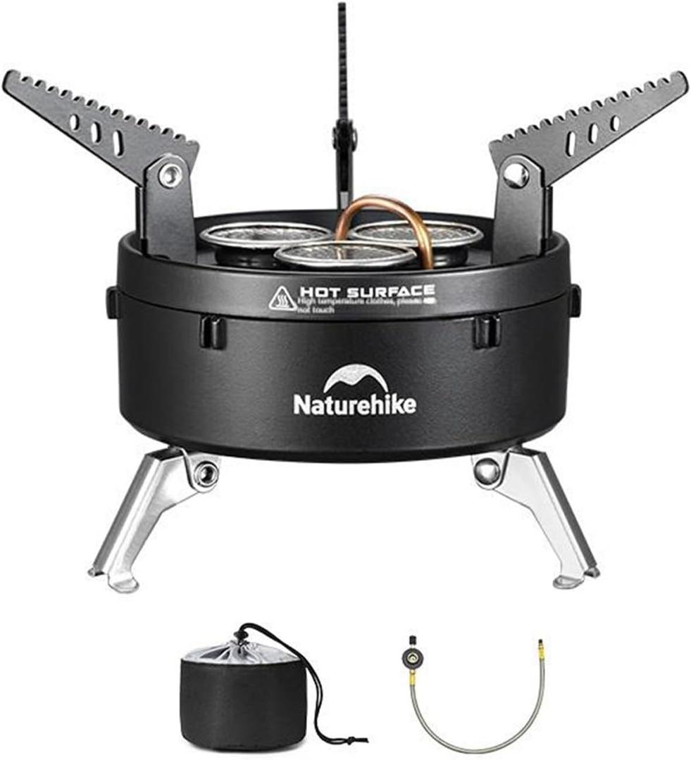 Naturehike Portable Camping Stove, 1 Burner Gas Camp Stove with Carry Bag, 11260 BTU Backpacking Stove with Adjustable Burners for Outdoor Hiking Backpacking