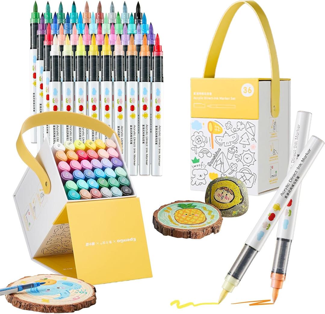 Acrylic Paint Markers Set | Professional Art Marker & Paint Pens - Markers for School & Coloring | 60 Colors for Rock/Glass/Wood/Paper/Ceramic DIY Crafts (36-Color Set)