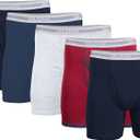Gildan mens Underwear Boxer Briefs, Multipack (Large, Navy/Heather Navy/Sport Grey/Dot/Navy)