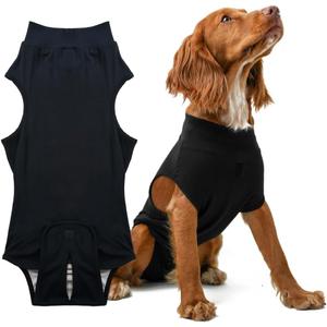PupShield - Dog Surgery Recovery Suit Male and Female Easy to Use Anti Licking Design Breathable Comfortable - Spay & Neuter Recovery Suit, Surgical Onesie - Dog Cone Alternative (Medium/Large (Back: 25-28), Black)