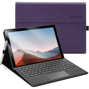 Omnpak Case for Microsoft Surface Pro 7+ (2021)/Surface Pro 7(2019)/Surface Pro 6(2018)/Surface Pro 5(2017)/Surface Pro 4, Adjustable Viewing Angle, Compatible with Type Cover Keyboard (Purple)