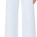 Womens High Waist Wide Straight Leg Trousers Casual Slacks Dress Pants with Pockets (8 Tall, Blueish White)