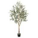 FEELEAD Faux Olive Tree 7ft - Realistic Artificial Olive Tree 7 Feet Indoor (84") - Tall Fake Potted Olive Silk Tree Artificial Indoor with Natural Wood Trunk for Home Office Decor