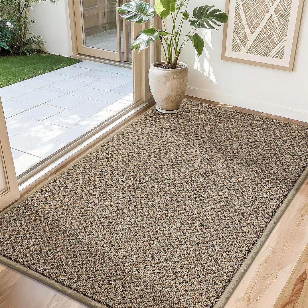 COSY HOMEER-Door-Mat 32"x48" Non Slip Absorbent Entryway Rugs Dirt Trapper Doormats Washable Entrance Mats Low Pile Welcome Floor Mat for Front Back Door and Entry Mats,Taupe, 32inx48in