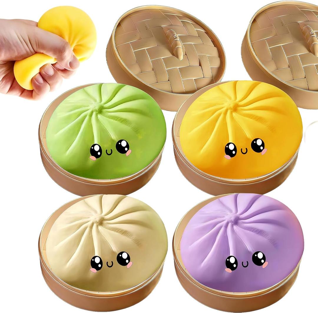 4PCS Glitter Dumpling, Dumpling Squishy, Mega Rainbow Dumplings, Cute Anxiety Relief Fidget , Soft Squeeze Decompression Dough for AdultsSmall