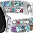 Boho Leather Bands Compatible with Google Pixel Watch 4 3 41mm/Pixel Watch 2/1 Band, Handmade Wrap Bracelet Dressy Beaded Strap Replacement for Google Smartwatch 2025/2024/2023/2022 (Sliver Stone)