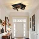 ZHU YAN Hallway Light Fixture,1 Pack Industrial Square Flush Mount Ceiling Light,Farmhouse Fixture for Kitchen,Living Room,Entryway,Bedroom E26 Base