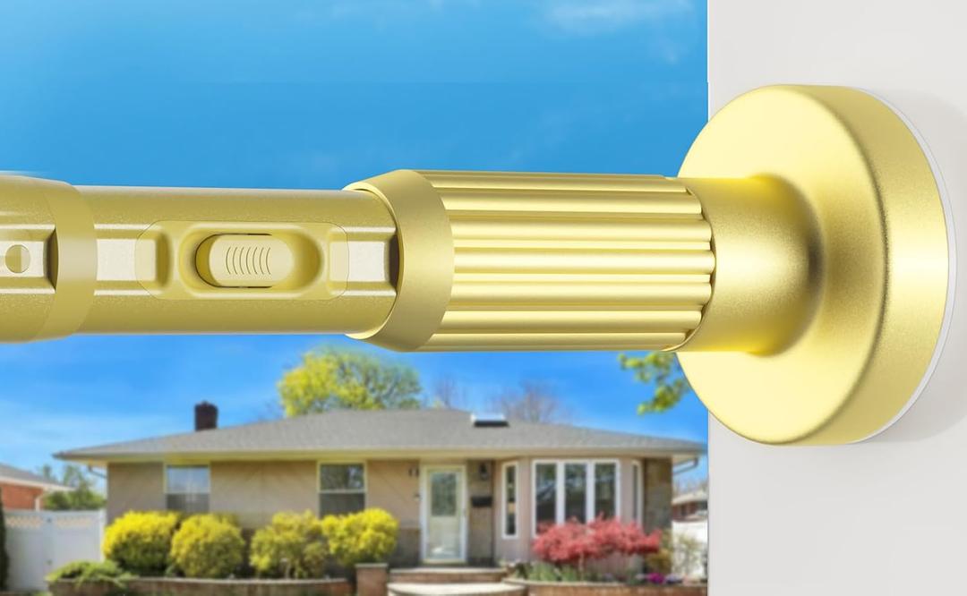 Extra Long Tension Rod 41-103inch Gold Tension Curtain Rods no Drilling | Heavy Duty Outdoor Curtain Rod for Patio,Windows,Blackout Curtains,Indoor,Anywhere Adjustable