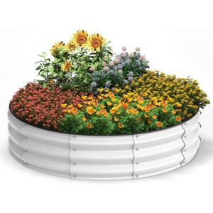 Galvanized Raised Garden Bed, 4x4x1 FT Raised Garden Bed for Gardening, Large Metal Planter Box for Vegetables Flower Herb(Pearl White)