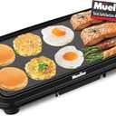 Mueller HealthyBites Electric Griddle, Eco Nonstick 20 Inch Griddle Grill Teflon-free, 10 Eggs at Once, Cool-Touch Handles and Slide-Out Drip Tray, for Breakfast Pancakes, Burgers, Eggs