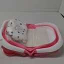 MoreFeel Collapsible Baby Bathtub for Newborn with Thermometer & 1 Hooded Towel & 1 Soft Floating Cushion,Portable Travel Bathtub with Drain Hole, Durable Foldable Baby Tubs for Infants to Toddler (Pink)