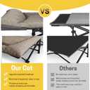 ATORPOK Camping Cot for Adults with Cushion and Pillow, Portable Folding Bed for Sleeping, Lightweight Tent cot with Carry Bag Supports 450 lbs (Khaki)