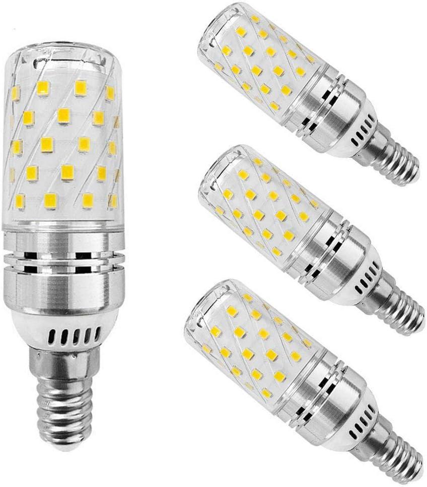E14 12W LED Candle Light Bulbs, AC85-265V,E14 Base,3000K Warm White,120w Halogen Light Equivalent Candelabra LED Bulbs for Chandelier Home Lighting,Pack of 4