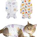 ANWA 6 Pack Cat Recovery Suit - Breathable Cat Onesie for Cats After Surgery Female, Kitten Surgery Recovery Suit Female Abdominal Wounds Size LARGE