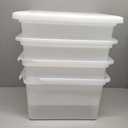 IRIS USA File Box, Plastic File Organizer with Lids for Letter/Legal File, Portable Document Box For Moving, Storage Bin with Durable and Secure Lid, Stackable Nestable BPA-Free, Pearl 35 Qt. 4 Pack