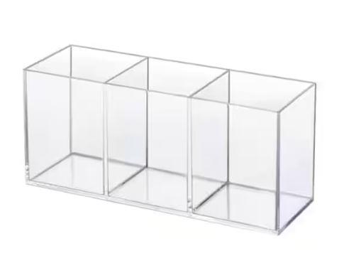 Clear Acrylic Silverware & Pen Organizer Caddy, Transparent Plastic Silverware Holder, Perfect for Office, Bedroom, and Bathroom Storage 2 Piece