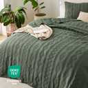 Bedsure 100% Cotton Quilt Set - Queen Size Bedspread, Lightweight Soft Bed Coverlet, PureWoven, 3-Piece Cozy Stitching Quilt Set with 2 Pillow Shams in Geometric Pattern, 90x96, Olive Green