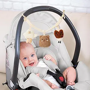 ZICOTO Hanging Car Seat Toy Chain for Babies 0-6 Months - Beautiful Carseat Or Stroller Entertainment Toy with Rattles Makes a Great Soft Sensory Gift for Newborns/Infants