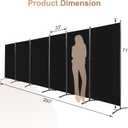 6 Panel Room Divider, Folding Privacy Screen Wall Divider for Room Separation, Freestanding Room Partitions for Home Office Dorm Decor,Black