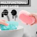 5 x Silicone Self Draining Soap Dish Tray Holder Cute Sea Shell 25Slope for Bar Soap Saver Waterfall Drain Shower Bathroom Sink with Bristles Brush Keep Dry Blue