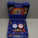 Orion Motor Tech 3 Way AC Diagnostic Manifold Gauge Set for Freon Charging, Fits R134A R12 R22 and R502 Refrigerants, with 3FT Hose, Tank Adapters, Quick Couplers and Can Tap