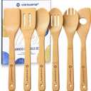Wooden Spoons for Cooking Kitchen Utensils Set 6 pcs Bamboo Wooden Spoons & Spatula Cooking Utensils (Beige)