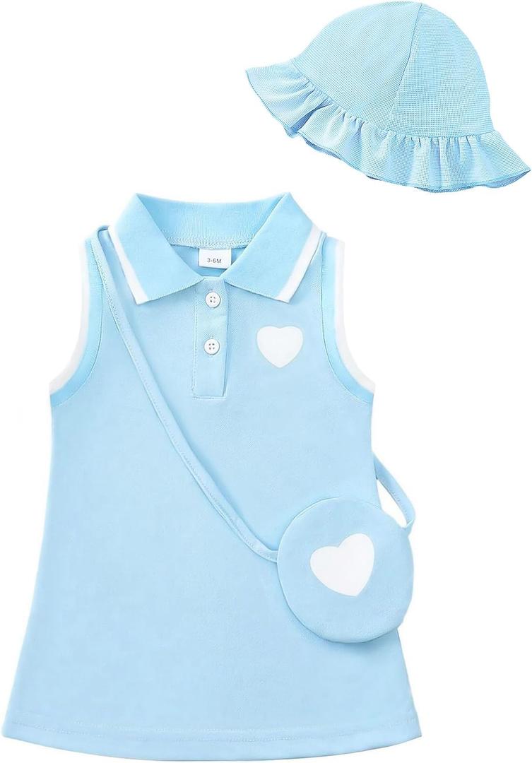 Renotemy Infant Baby Girl Dress Toddler Girl Summer Clothes Outfits Gifts Sport Casual Sundress Polo Dresses for Girls (Blue, M)