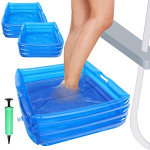 moonoom 2 Pack Inflatable Pool Foot Bath Basin - 13 x 13 x 5.5 inch Portable Pool Foot Wash Basin - Foot Soaking Bath Basin for Pool Entry Ladder Above Ground Swimming Pools Accessories