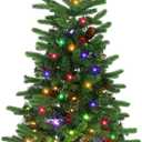 JOYHALO 3FT Small Christmas Tree, Pre-Lit Table Top Mini Tree with White or Multicolor LED, Artificial Christmas Tree with 140 PVC&PE Branches, 8-Function Battery Powered for Holiday Decor