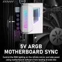 EZDIY-FAB Shield 24-Pin Angle Adapter with Infinity Mirror ARGB Light,ATX 24 Pin Power Connector, 5V 3pin ARGB Sync-180 Degree-White-1 Pack