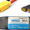 80A ESC with 5V 6V/8A BEC 2-6S Electric Speed Controller with XT60 & 4.0mm Bullet Plugs for Fixed Wing Airplane/RC Drone Airplane/Brushless Motors