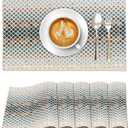 Ruvanti Placemats 100% Cotton 13x19 Inch, Dining Table Placemats Set of 6, Modern Place Mats for Dining Table Decor, Kitchen & Table Linens, Coffee Mat for Christmas Dinners - Faded
